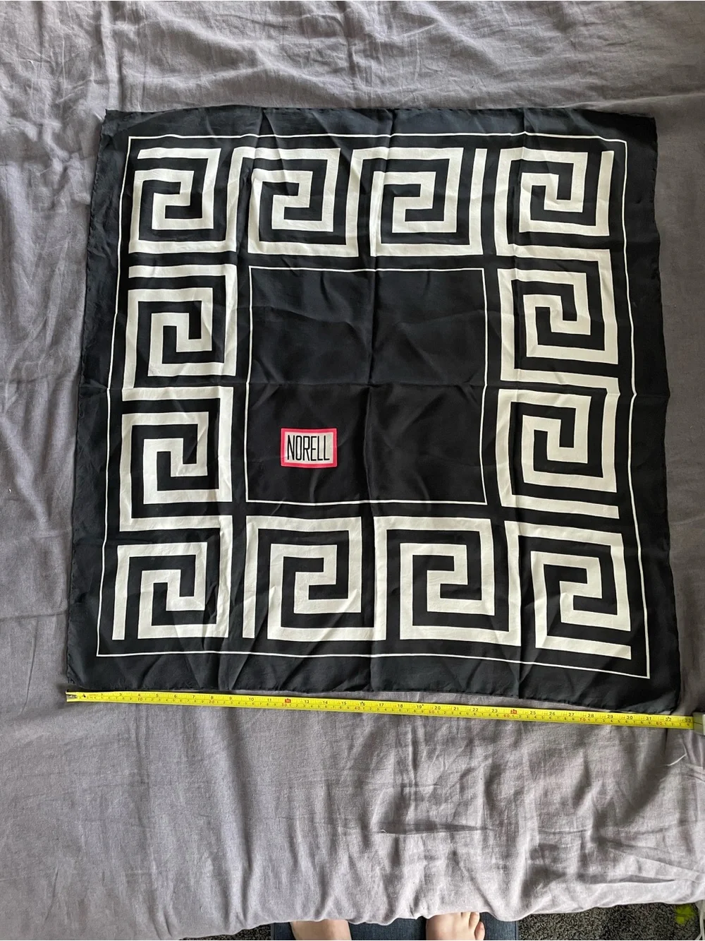 Black and White Geometric Silk Scarf
